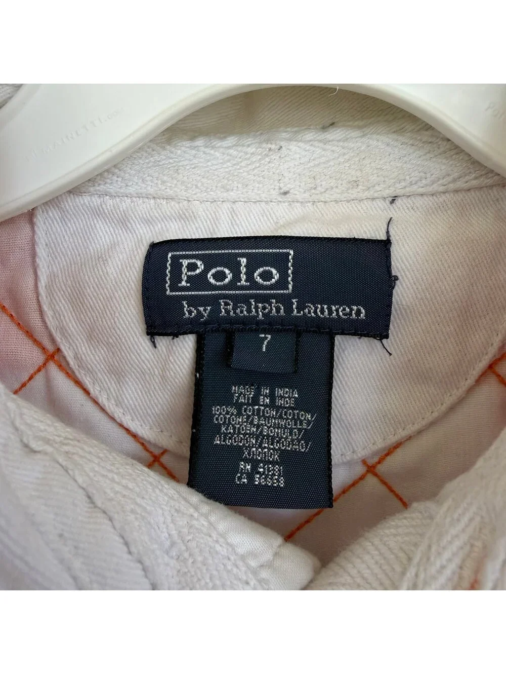 Polo Ralph Lauren Kids Orange/White Striped Big Pony Rugby Shirt Size 7